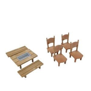 Sylvanian‎ Families Calico Critters Furniture Lot Chairs Barbecue Picnic Table
